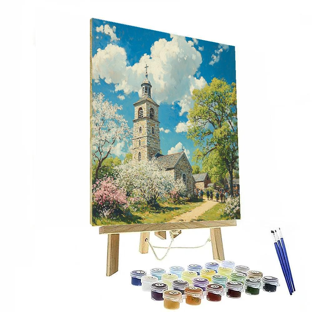 John Constable Inspired Village Church In Spring Numbered painting kits
