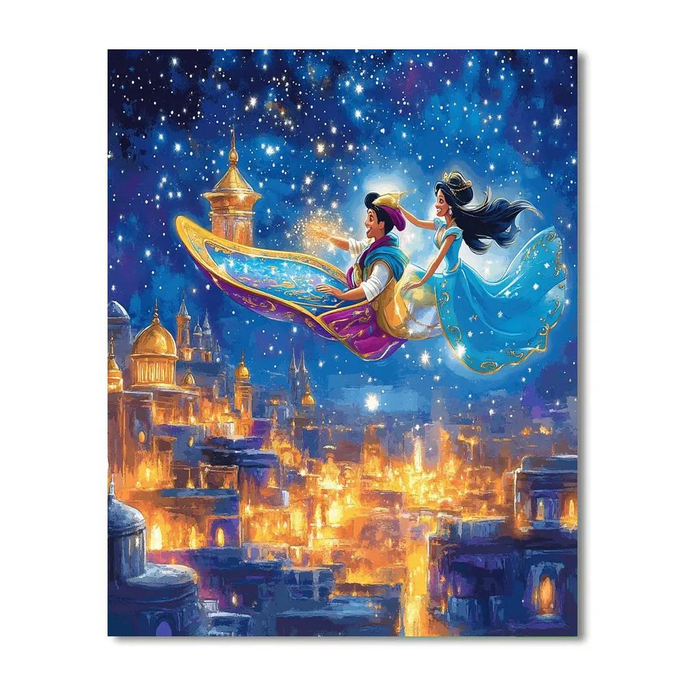 Aladdin And Jasmine’s Magical Carpet Ride Disney Inspired paint by numbers