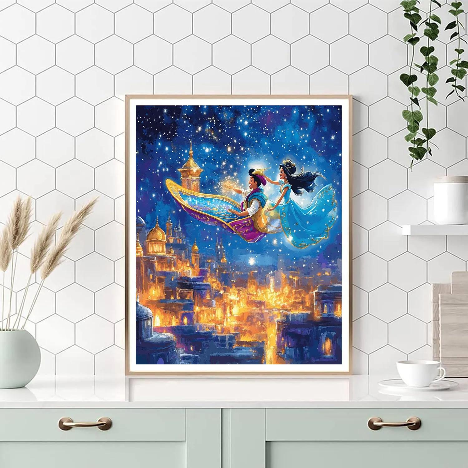 Aladdin And Jasmine’s Magical Carpet Ride Disney Inspired paint by numbers