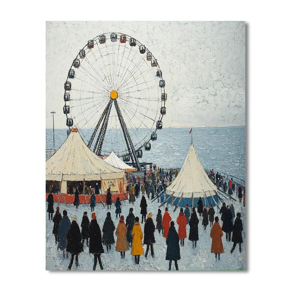 Lowry Inspired Seaside Funfair Crowd DIY paint by numbers