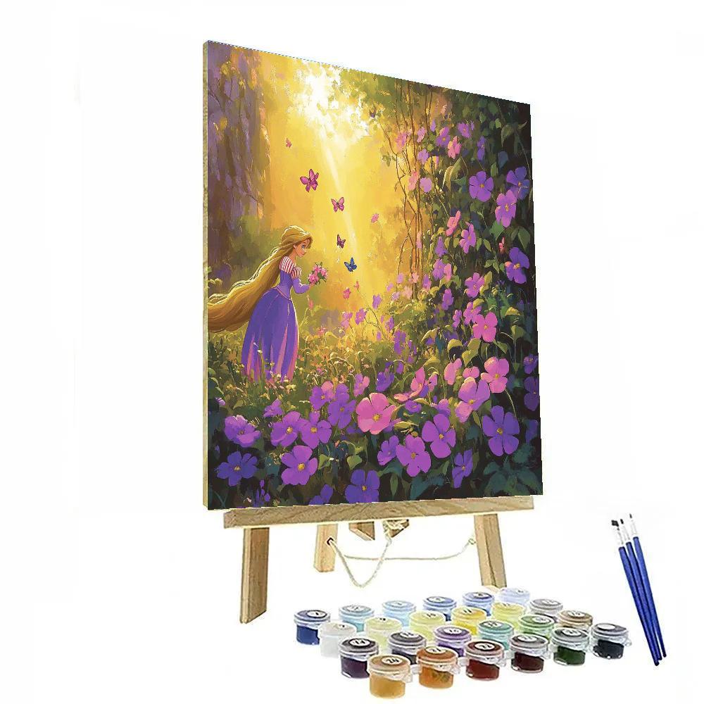 Rapunzel’s Flower-Filled Garden Disney Inspired Number painting