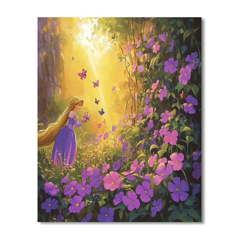 Rapunzel’s Flower-Filled Garden Disney Inspired Number painting