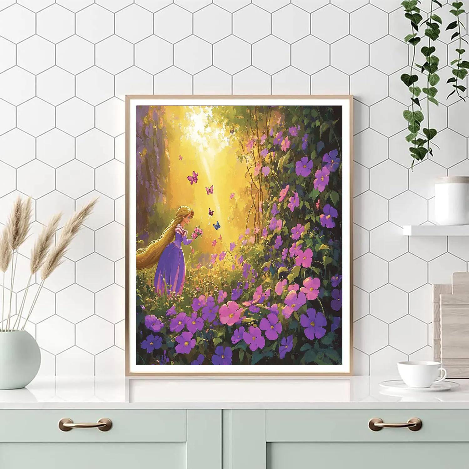 Rapunzel’s Flower-Filled Garden Disney Inspired Number painting