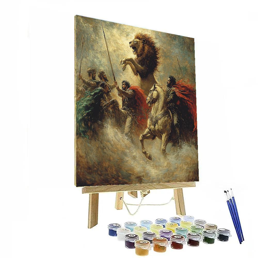Delacroix Inspired Lion Hunt In Desert paint by number