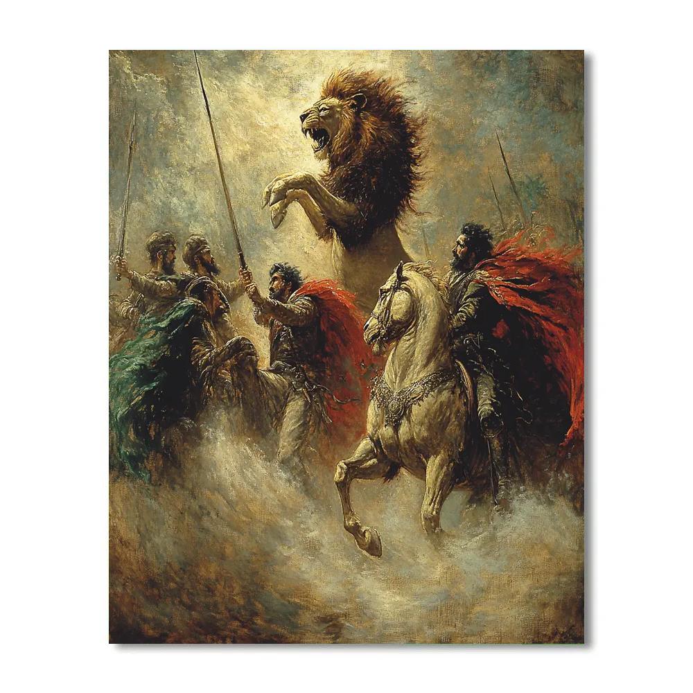Delacroix Inspired Lion Hunt In Desert paint by number