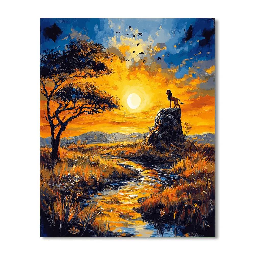 Simba’s Pride Rock Sunrise Disney Inspired paint by numbers