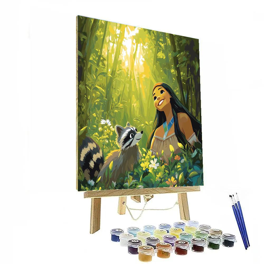 Pocahontas And Meeko’s Forest Friendship Disney Inspired paint by color