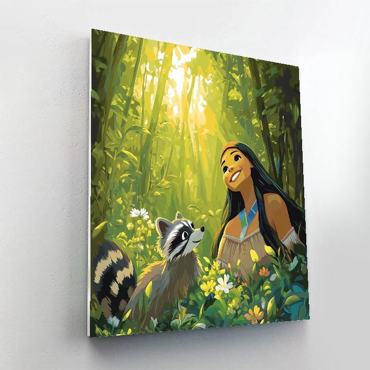 Pocahontas And Meeko’s Forest Friendship Disney Inspired paint by color
