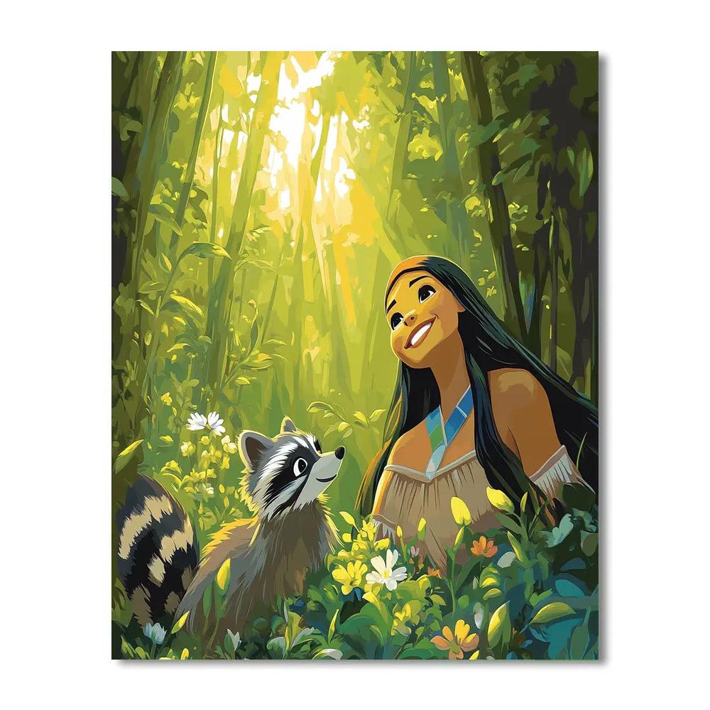 Pocahontas And Meeko’s Forest Friendship Disney Inspired paint by color