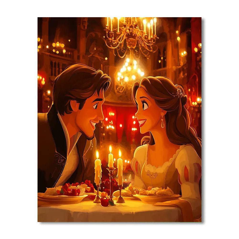 Belle And Lumiere’s Candlelit Evening Disney Inspired Paint by numbers kits