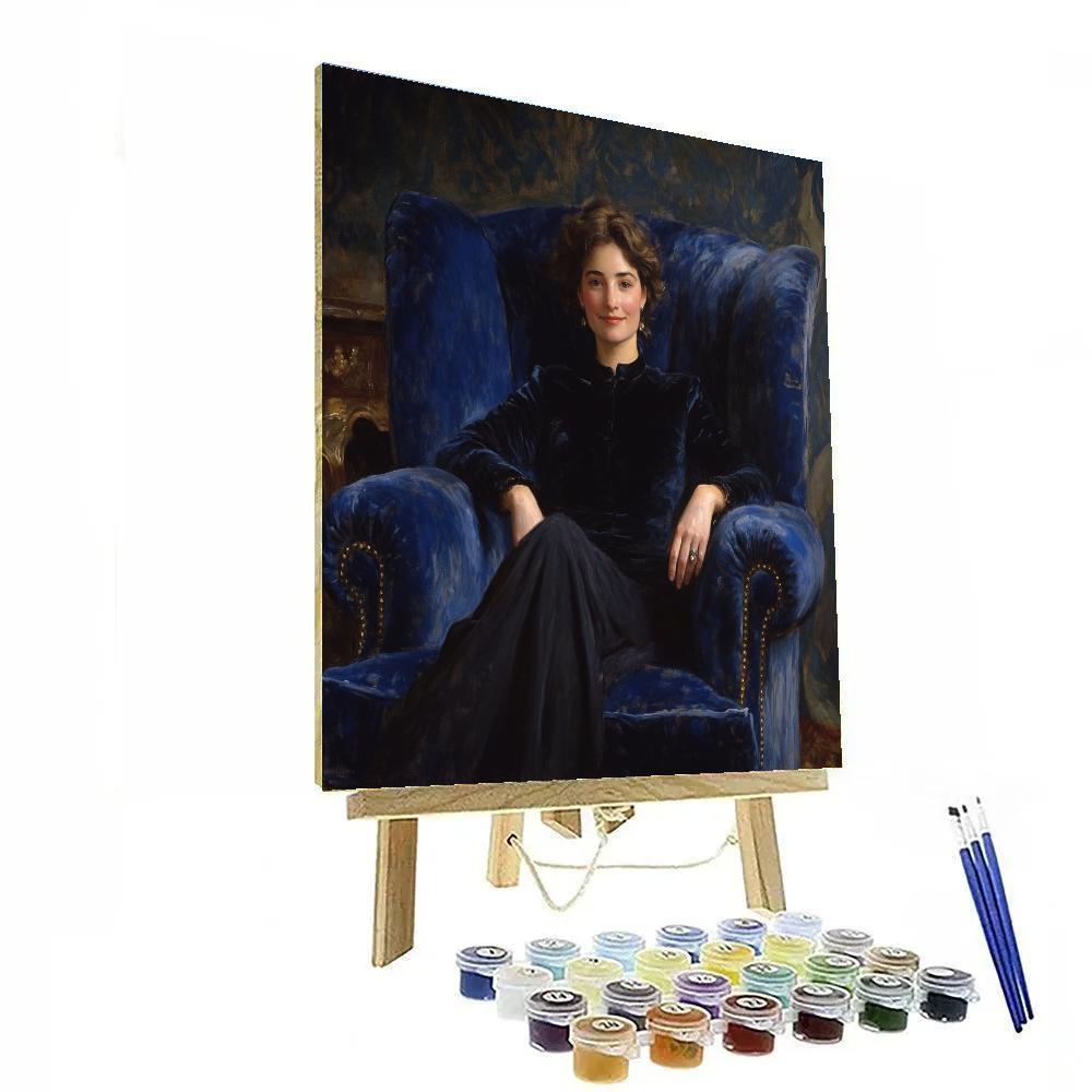 John Singer Sargent Inspired Portrait In Blue Velvet DIY paint by numbers