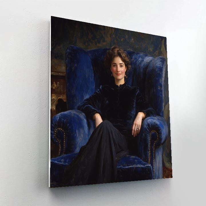 John Singer Sargent Inspired Portrait In Blue Velvet DIY paint by numbers