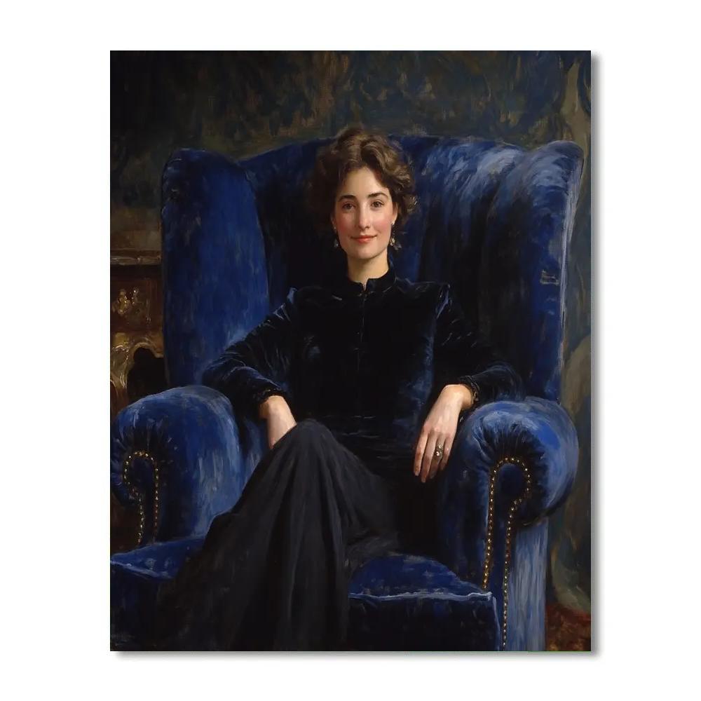 John Singer Sargent Inspired Portrait In Blue Velvet DIY paint by numbers