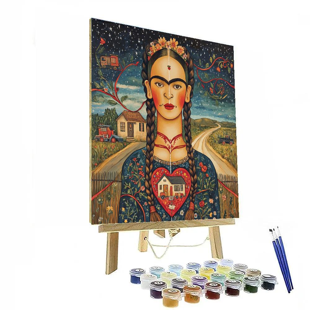 Frida Kahlo Inspired Dual Hearts Of Home And Journey Numbered painting kits