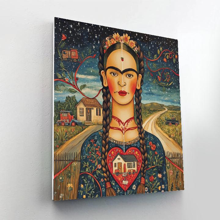 Frida Kahlo Inspired Dual Hearts Of Home And Journey Numbered painting kits