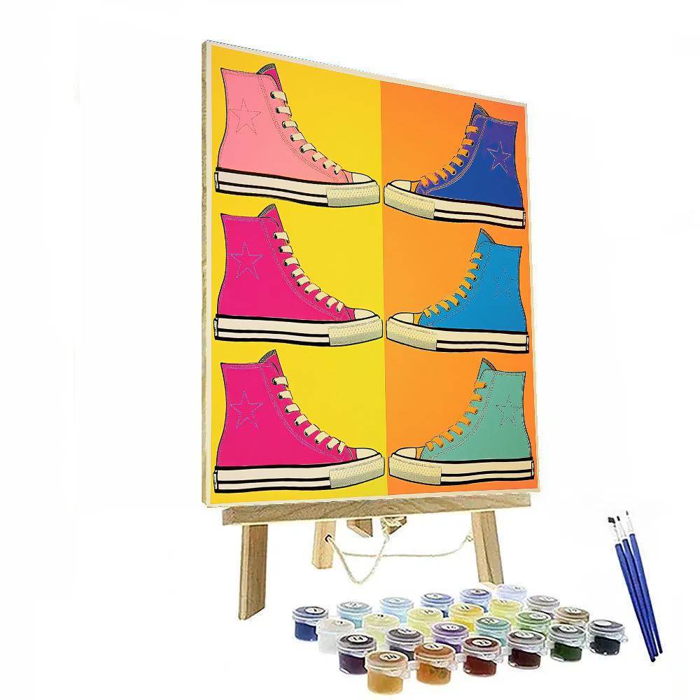 Andy Warhol Inspired Pop Sneakers Wall Paint by numbers kits