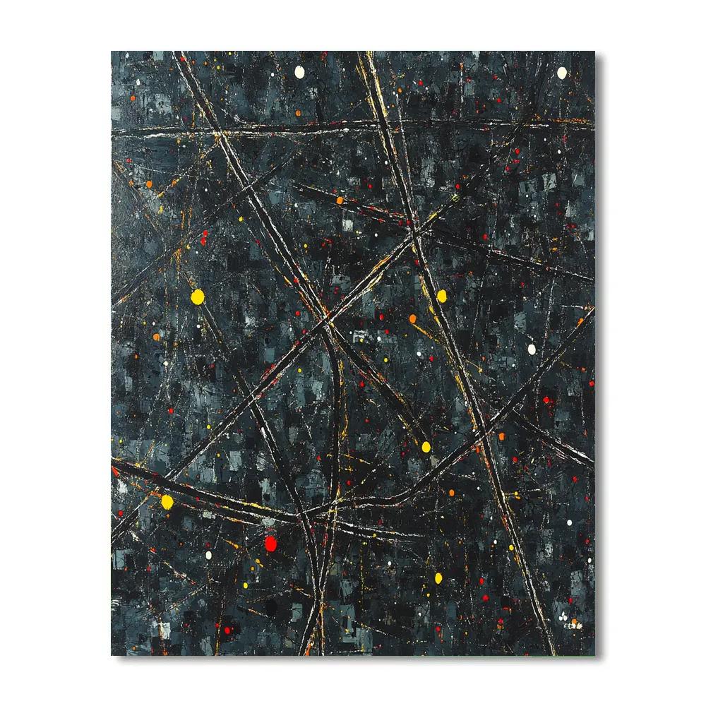 Jackson Pollock Inspired City Grid Drizzle paint by numbers