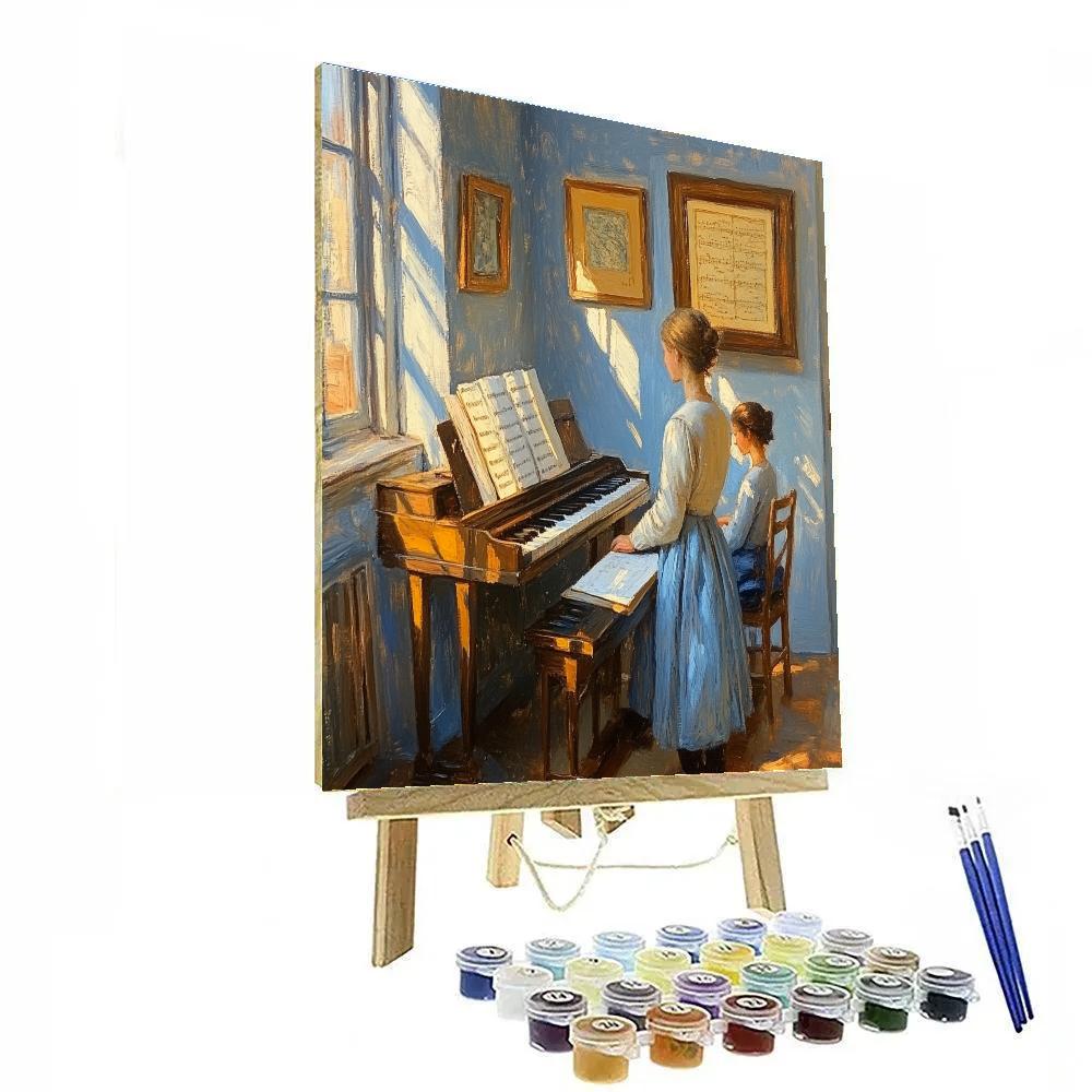 Vermeer Inspired Music Lesson At Harpsichord DIY paint by numbers