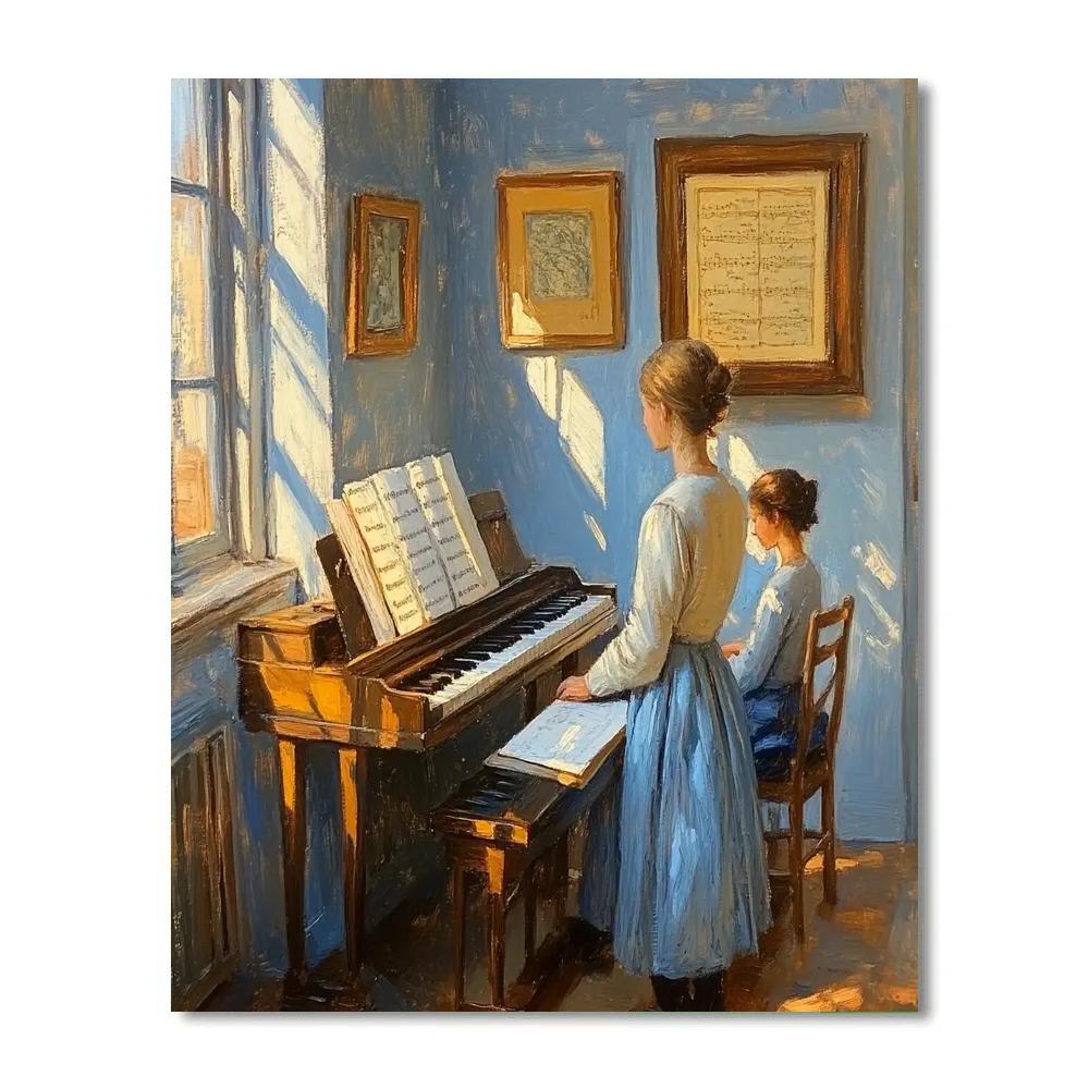 Vermeer Inspired Music Lesson At Harpsichord DIY paint by numbers