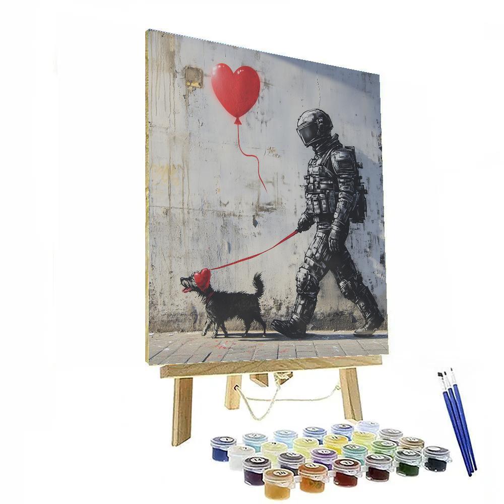 Banksy Inspired Stormtrooper Walking Dog paint by number