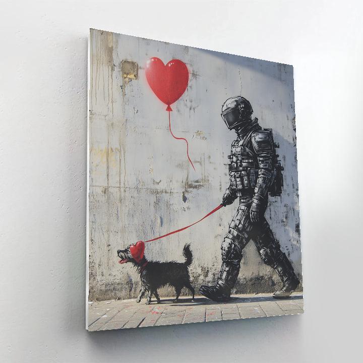 Banksy Inspired Stormtrooper Walking Dog paint by number