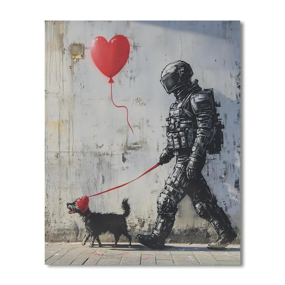 Banksy Inspired Stormtrooper Walking Dog paint by number