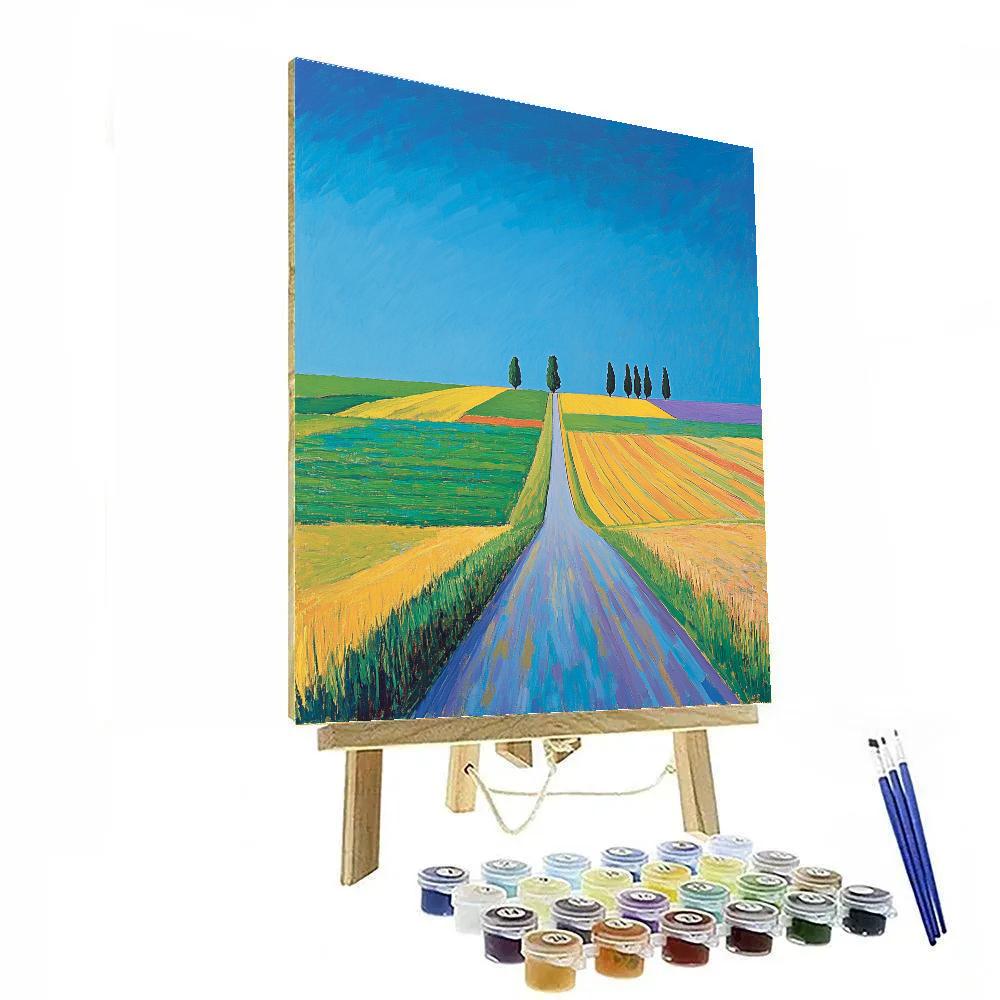 David Hockney Inspired Road Through Fields DIY paint by numbers