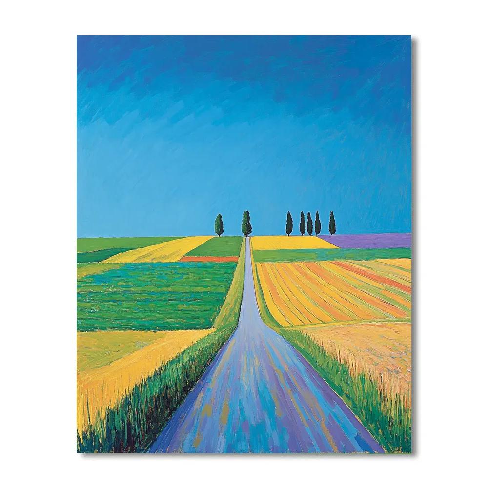 David Hockney Inspired Road Through Fields DIY paint by numbers