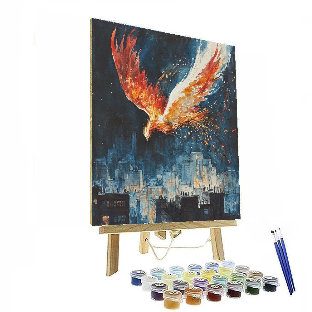 William Blake Inspired Phoenix Over City Painting by numbers kit