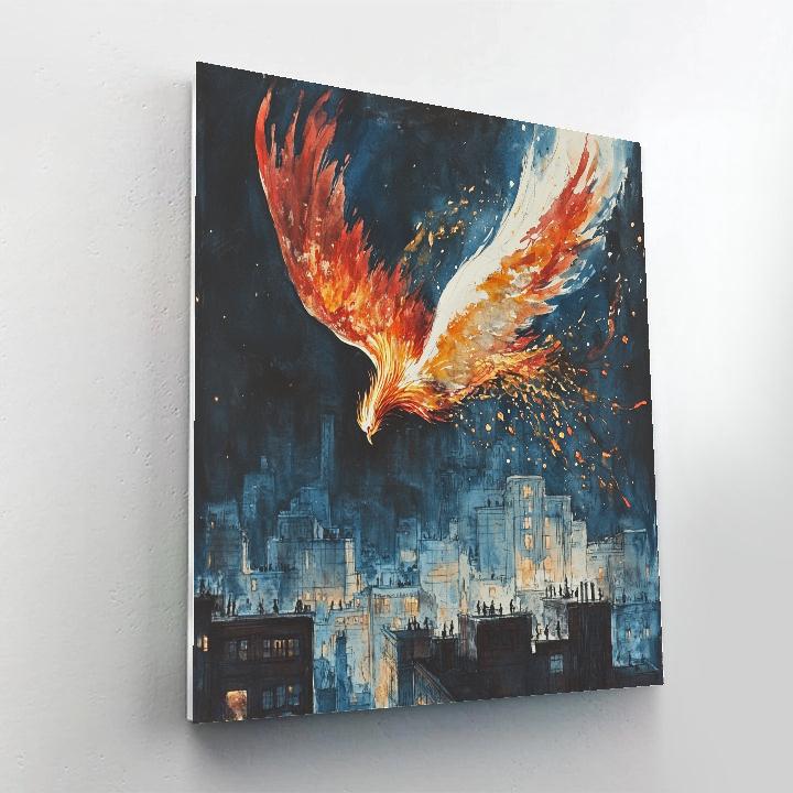 William Blake Inspired Phoenix Over City Painting by numbers kit