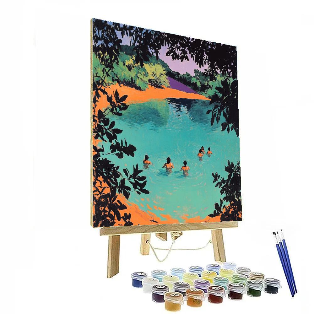 Gauguin Inspired Bathers At Blue Lagoon Number painting