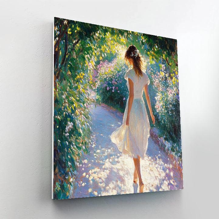 Sorolla Inspired Woman In Sunlit Garden Path Paint by numbers kits