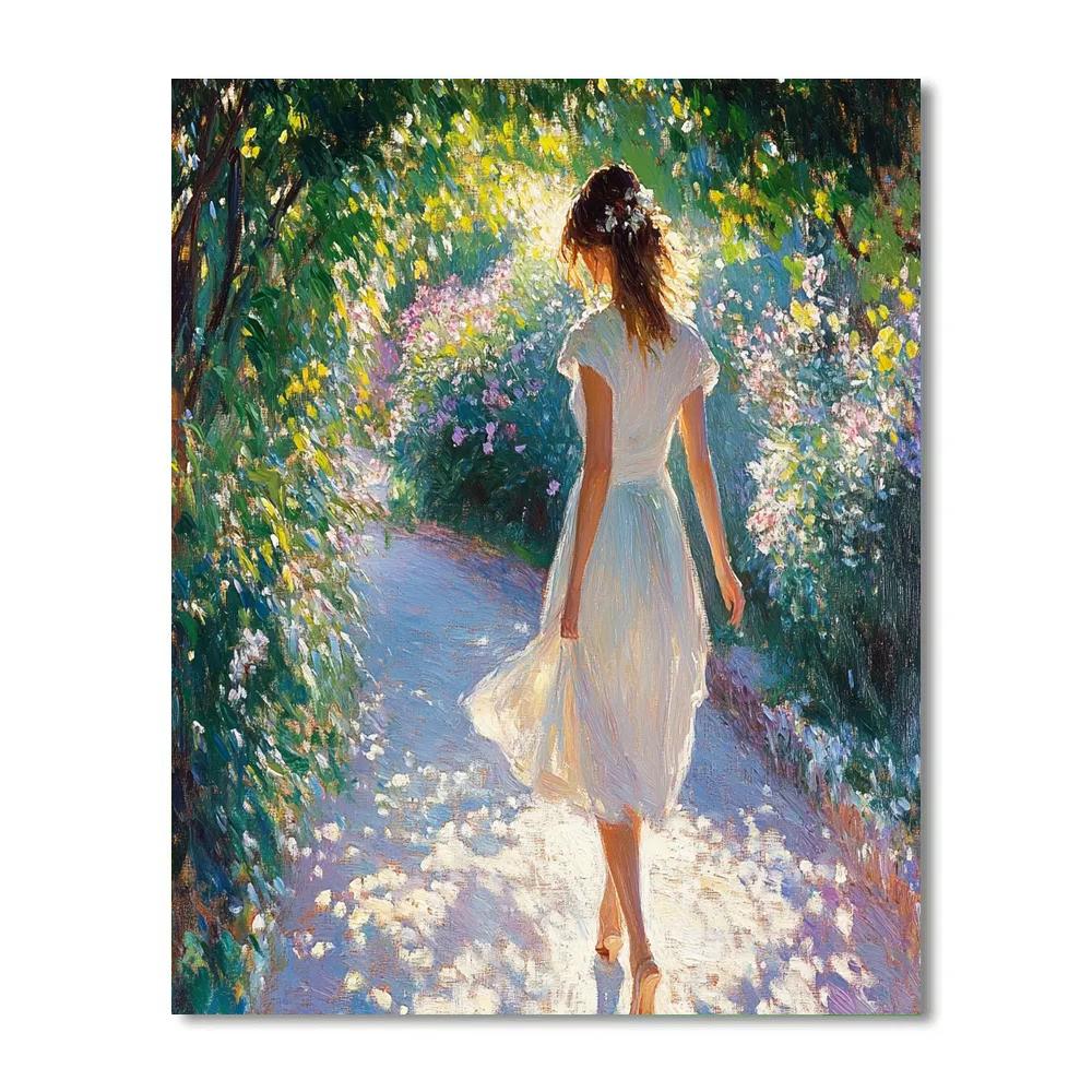 Sorolla Inspired Woman In Sunlit Garden Path Paint by numbers kits