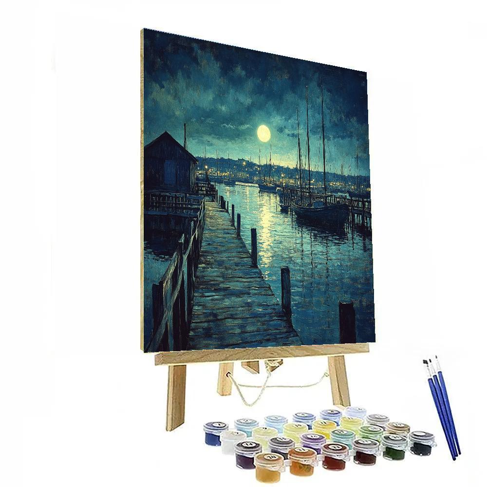 Whistler Inspired Moonlit River Wharf painting number kit