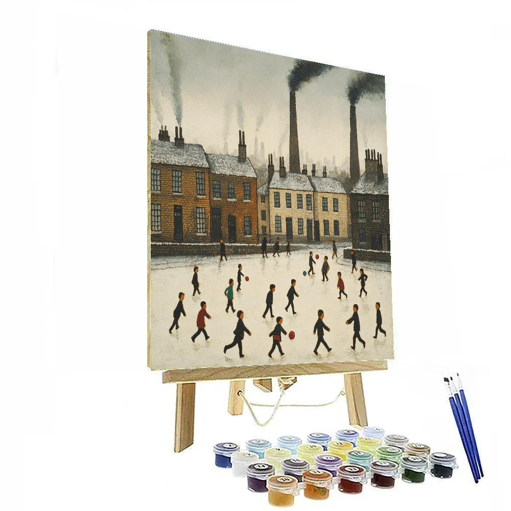 Lowry Inspired Children Playing In Street paint by numbers