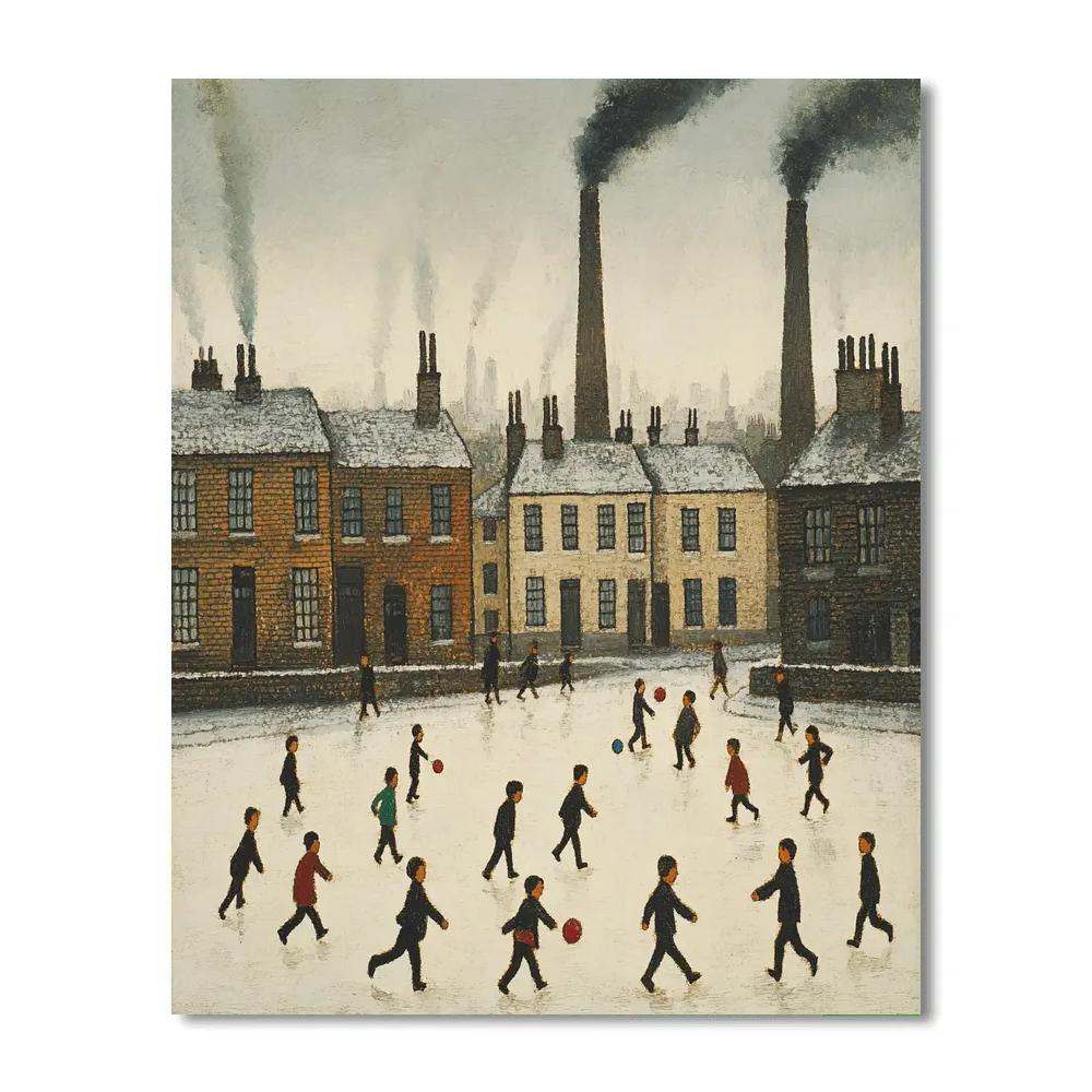 Lowry Inspired Children Playing In Street paint by numbers
