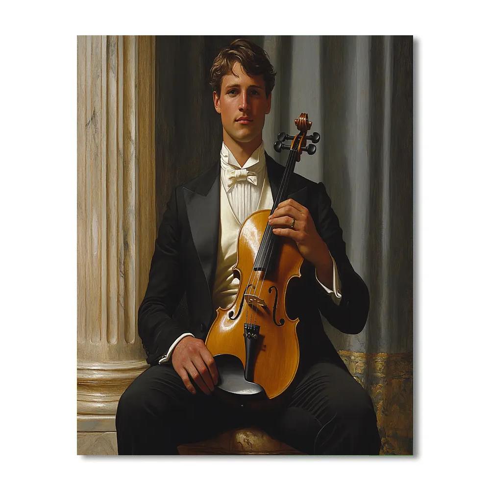 Ingres Inspired Violinist In Formal Salon paint by numbers