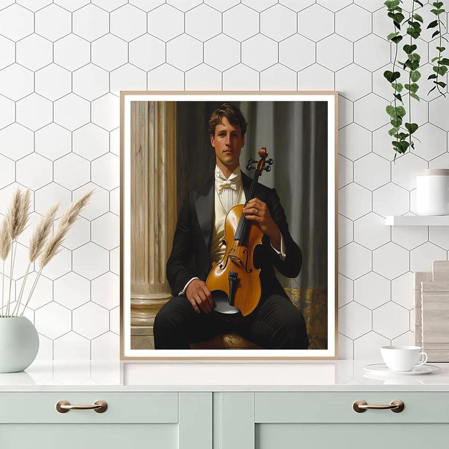 Ingres Inspired Violinist In Formal Salon paint by numbers