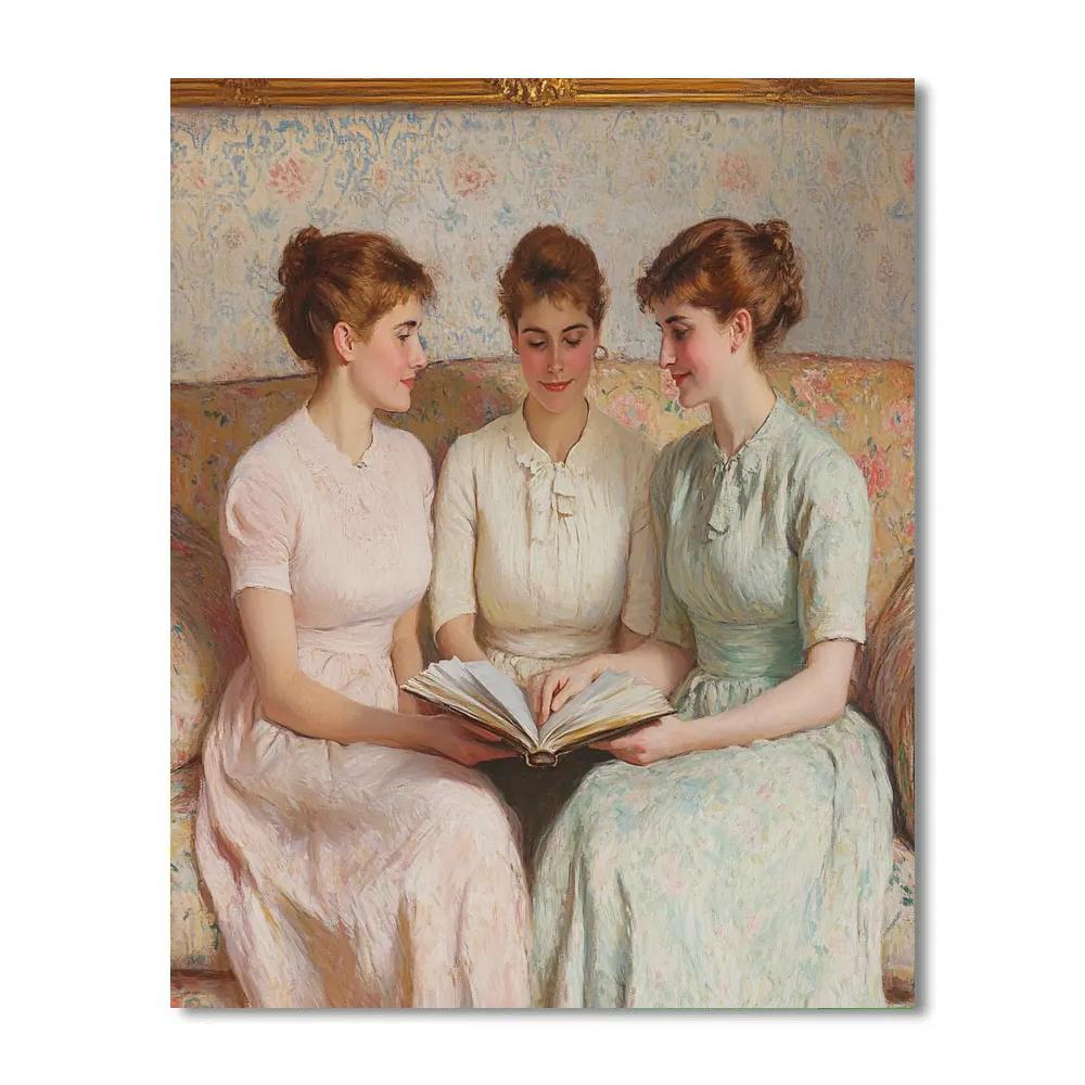 Mary Cassatt Inspired Reading Circle At Home paint by number