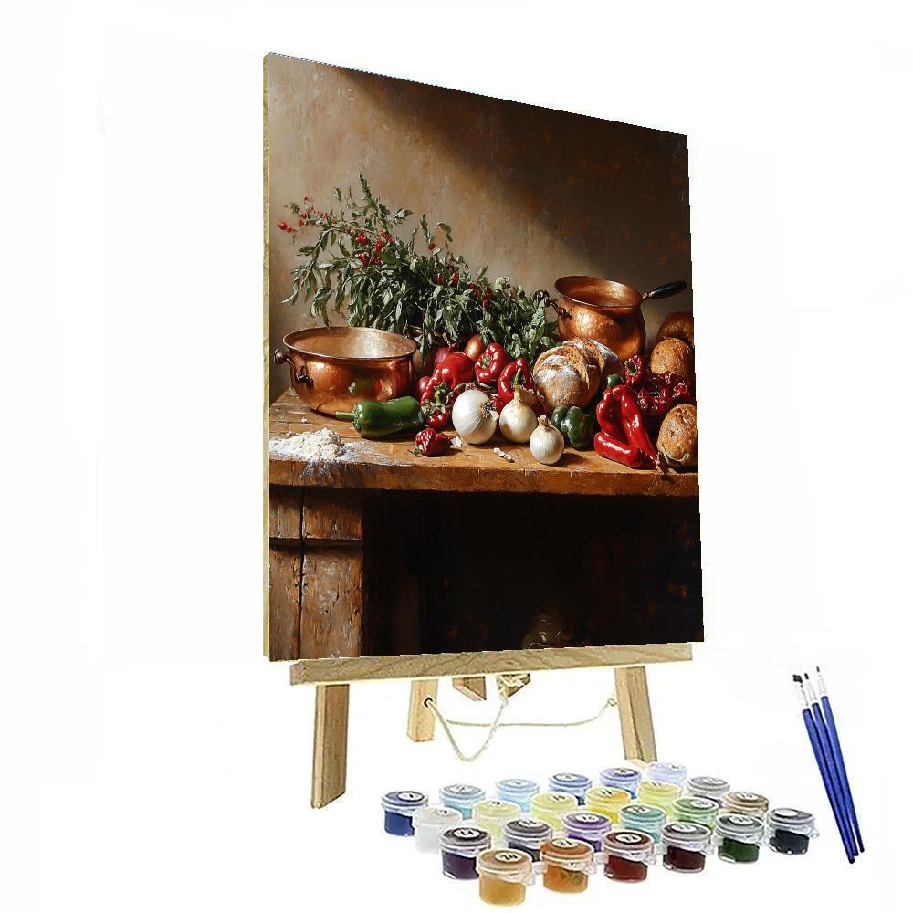 Caravaggio Inspired Cook In Kitchen Interior Number painting