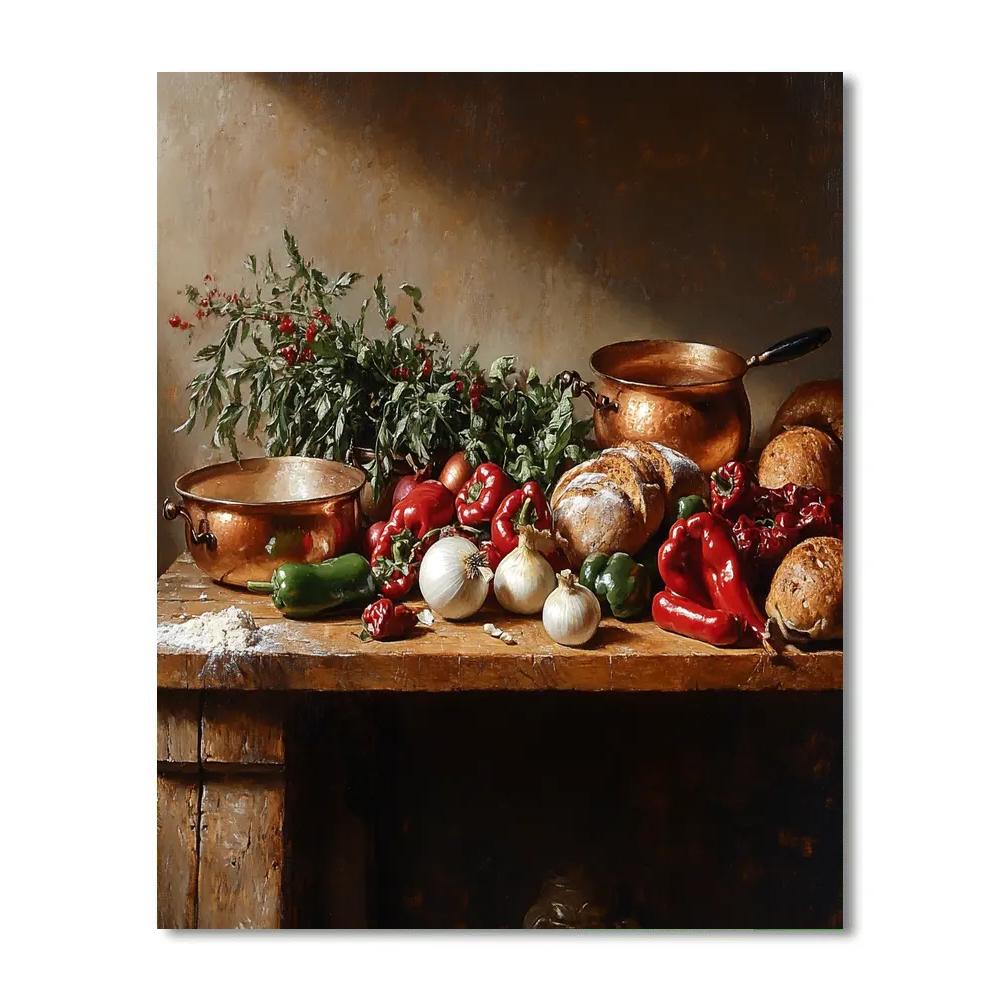 Caravaggio Inspired Cook In Kitchen Interior Number painting
