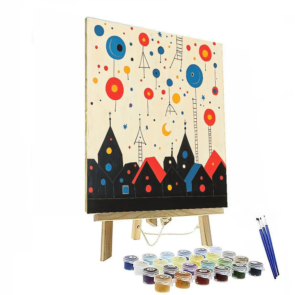Joan Miro Inspired Carnival Night Above Town Number painting