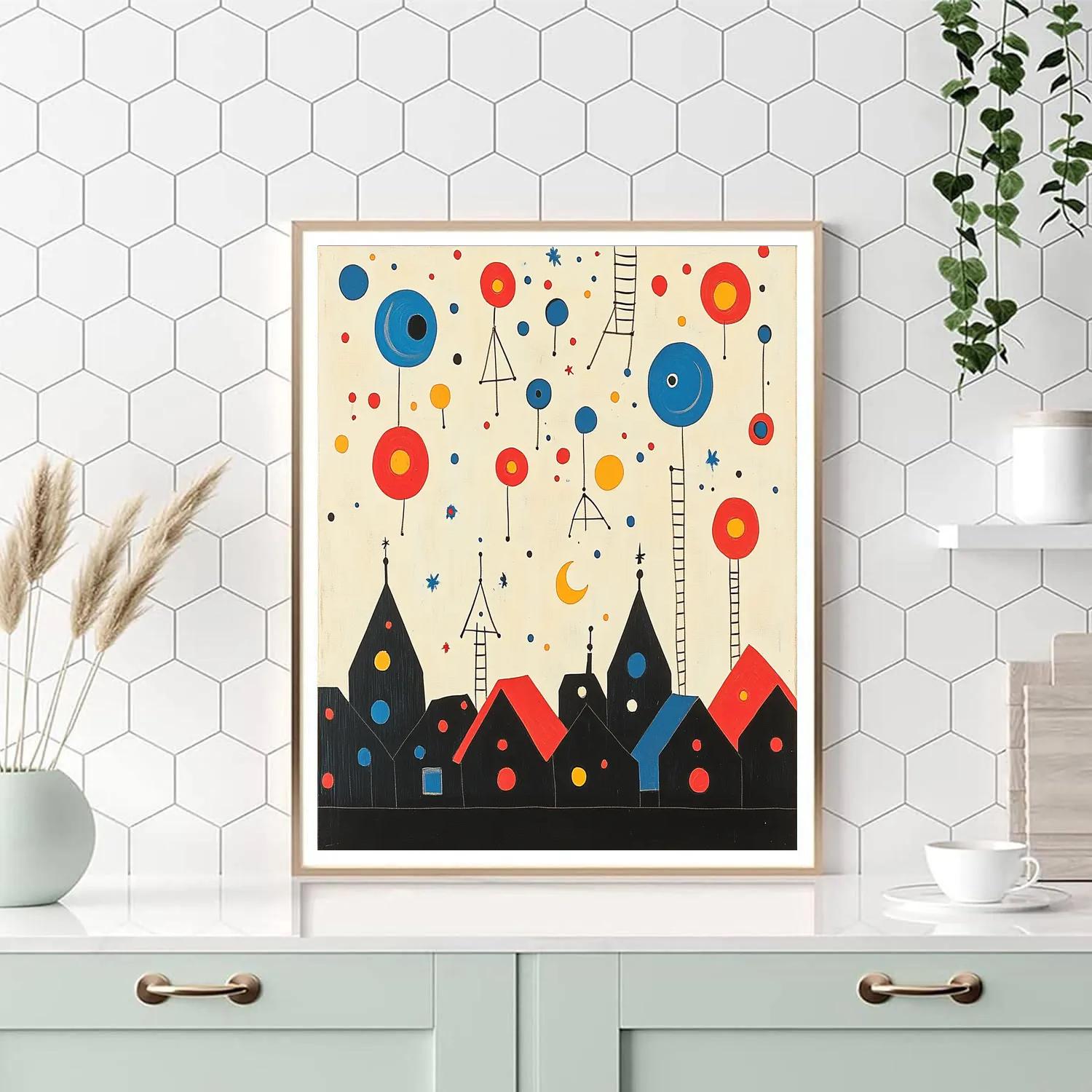 Joan Miro Inspired Carnival Night Above Town Number painting