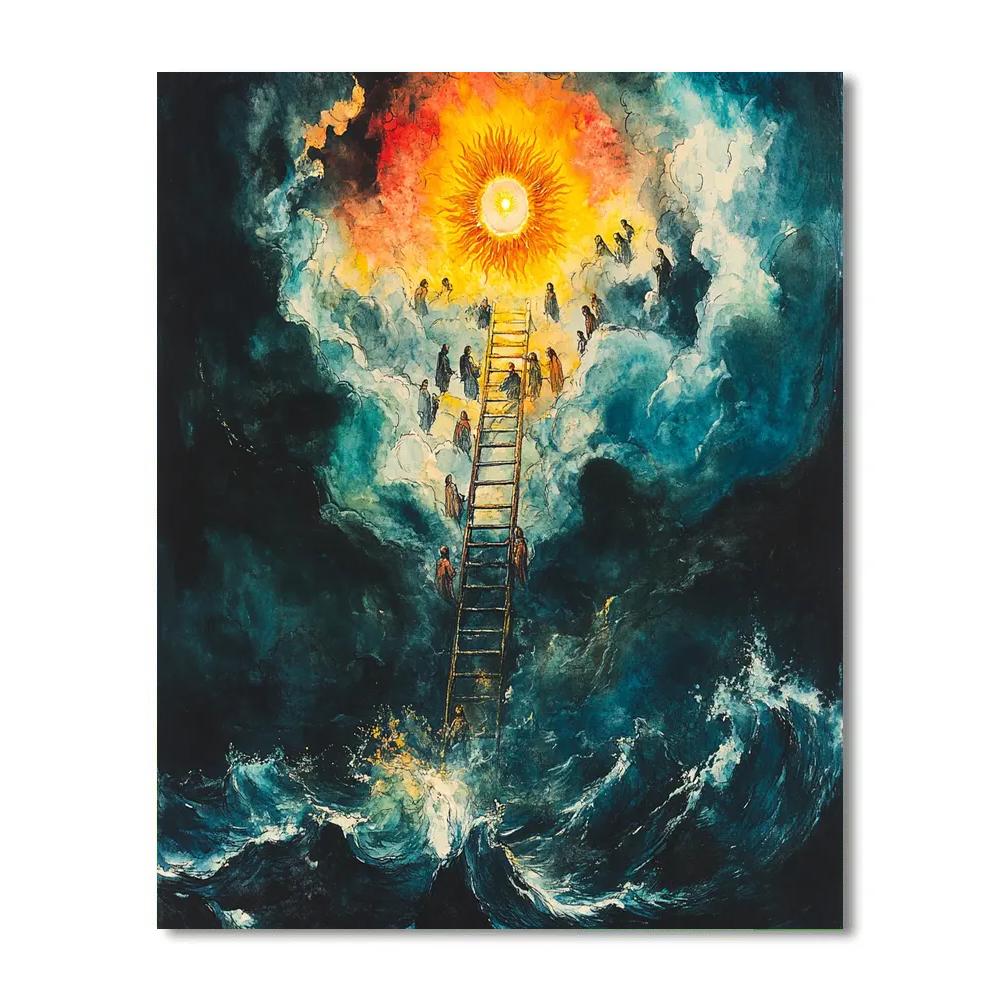 William Blake Inspired Ladder From Sea To Stars paint by numbers