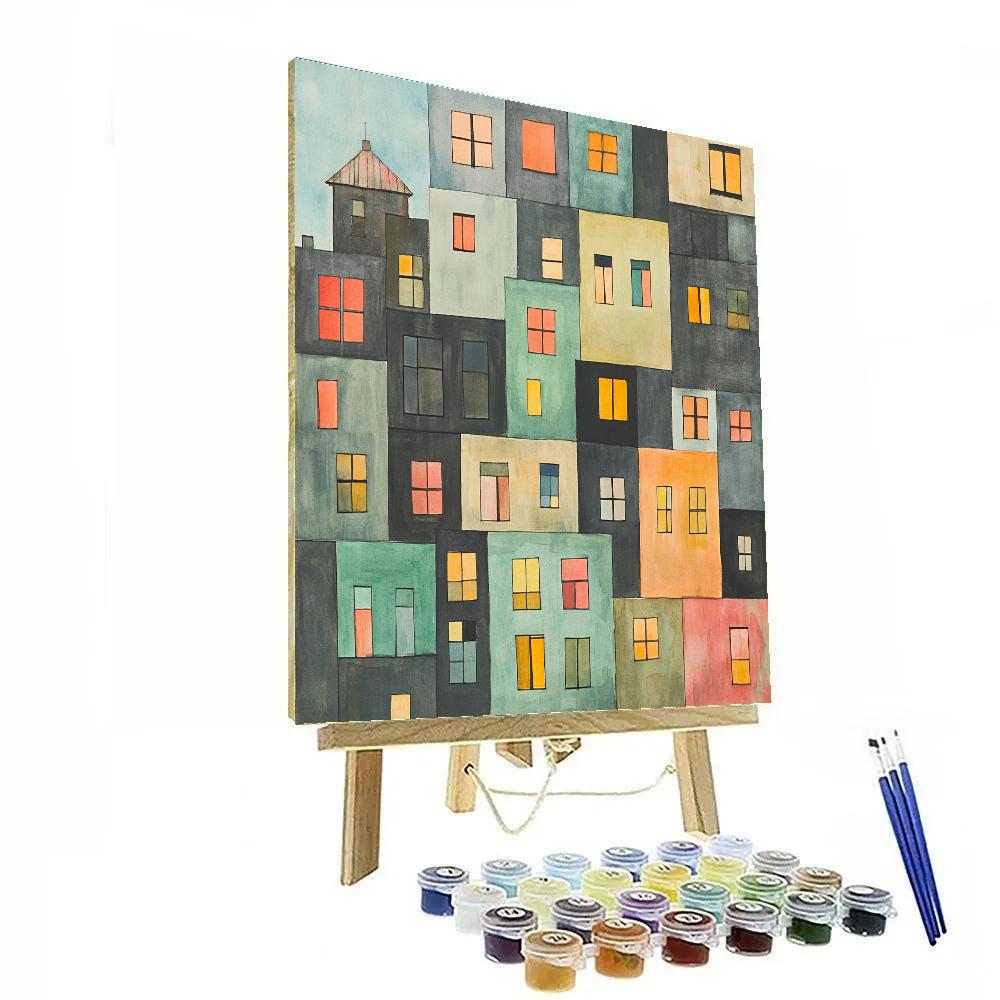 Paul Klee Inspired City Of Colored Windows paint by number