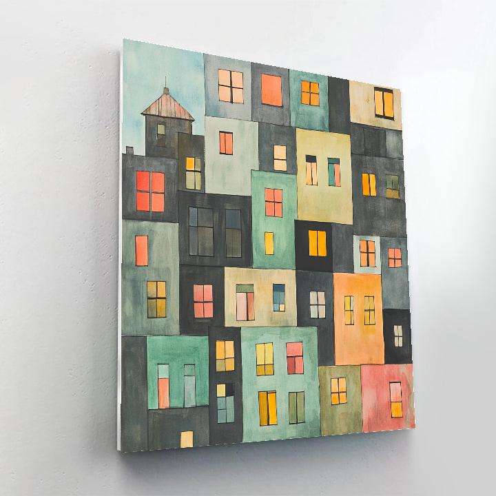 Paul Klee Inspired City Of Colored Windows paint by number