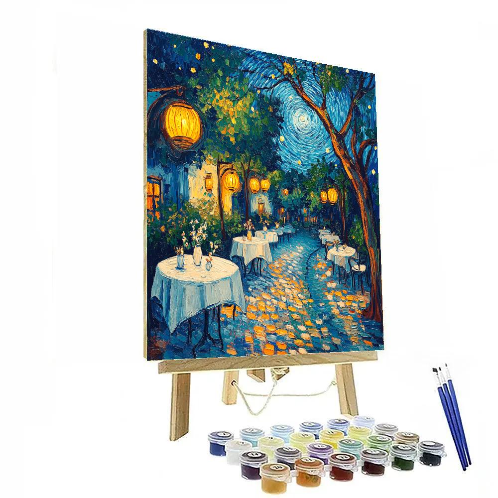 Van Gogh Inspired Starry Garden Cafe paint by numbers