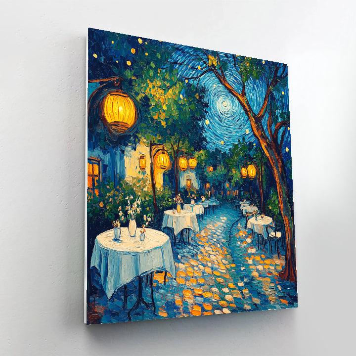 Van Gogh Inspired Starry Garden Cafe paint by numbers