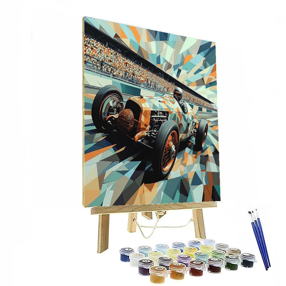 Picasso Inspired Cubist Racing Car Number painting