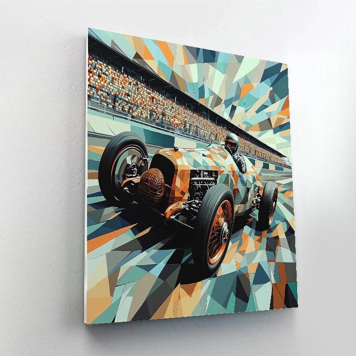 Picasso Inspired Cubist Racing Car Number painting